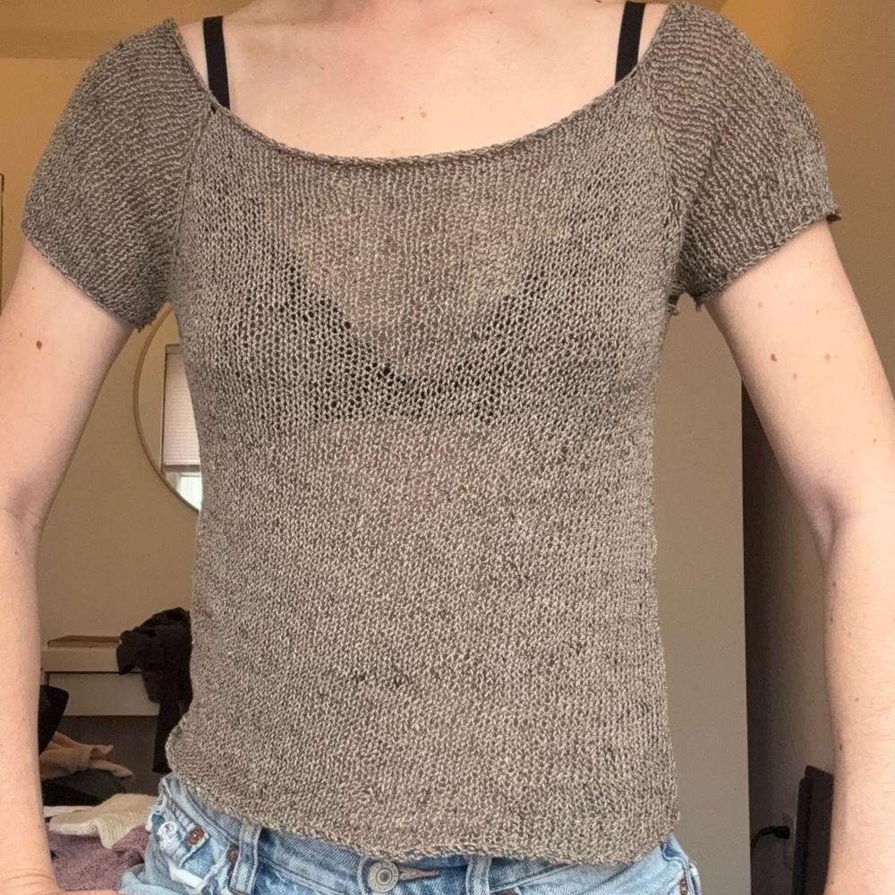 Women's Knit Short-Sleeve Tee in Dark Gray
